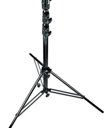Manfrotto 10.9' Plated Steel Heavy Duty Air Cushioned Light Stand with Leveling Leg, Black