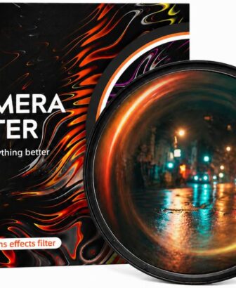 Camera Vortex Effect Filter, 77MM Prism Film Special Effects Glass Lens Photography Accessories for DSLR Cinematice Video and Photo, Filter Pouch Included